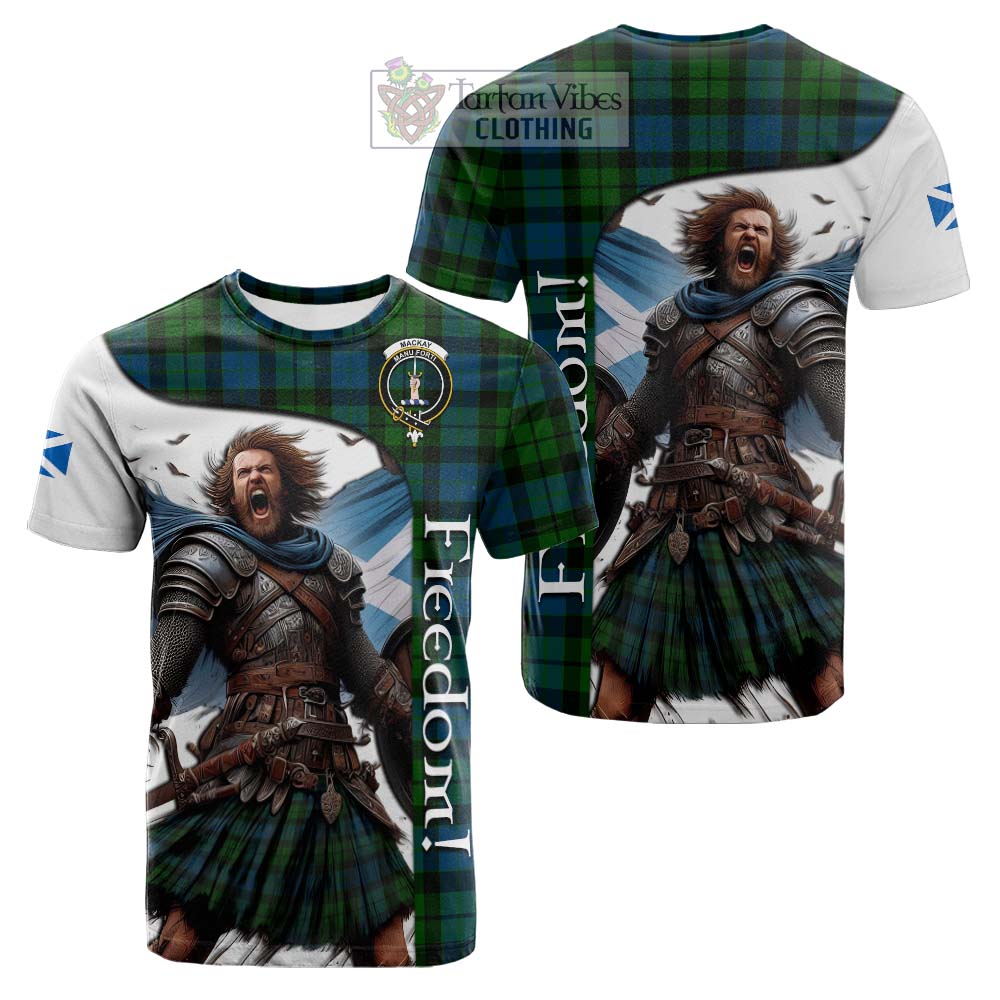 Tartan Vibes Clothing MacKay (McKay) Crest Tartan Cotton T-shirt Inspired by the Freedom of Scottish Warrior