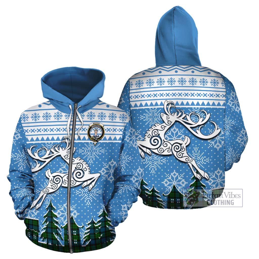 Tartan Vibes Clothing MacKay (McKay) Clan Christmas Cotton Hoodie Celtic Reindeer Style