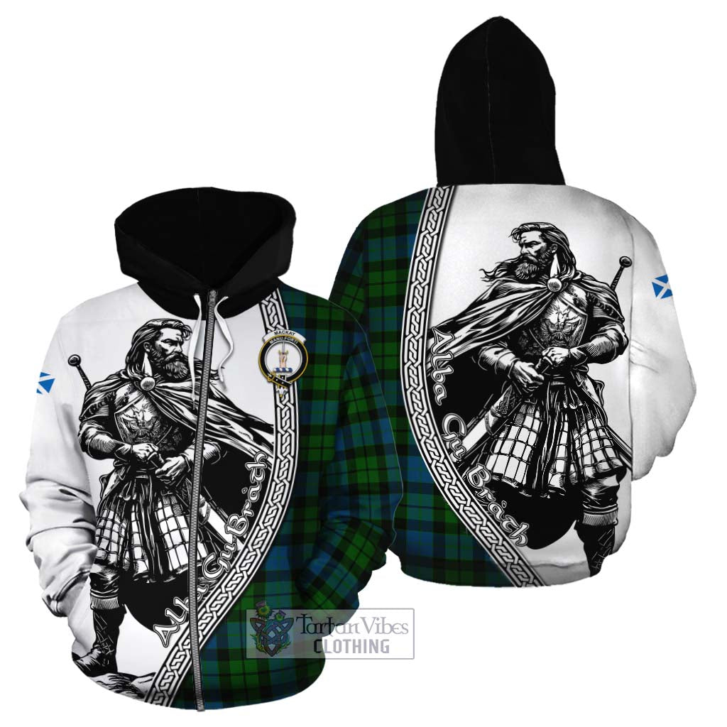 Tartan Vibes Clothing MacKay (McKay) Tartan Clan Crest Cotton Hoodie with Highlander Warrior Celtic Style