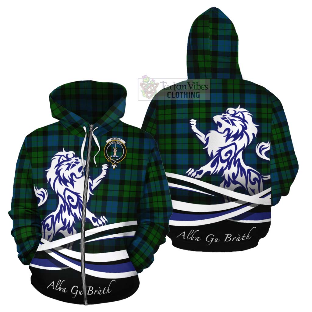 Tartan Vibes Clothing MacKay (McKay) Tartan Cotton Hoodie with Alba Gu Brath Regal Lion Emblem