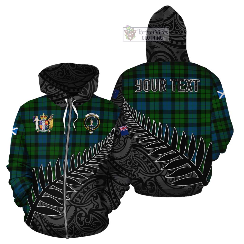 Tartan Vibes Clothing MacKay (McKay) Crest Tartan Cotton Hoodie with New Zealand Silver Fern Half Style