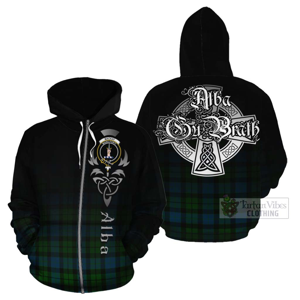 Tartan Vibes Clothing MacKay (McKay) Tartan Cotton Hoodie Featuring Alba Gu Brath Family Crest Celtic Inspired