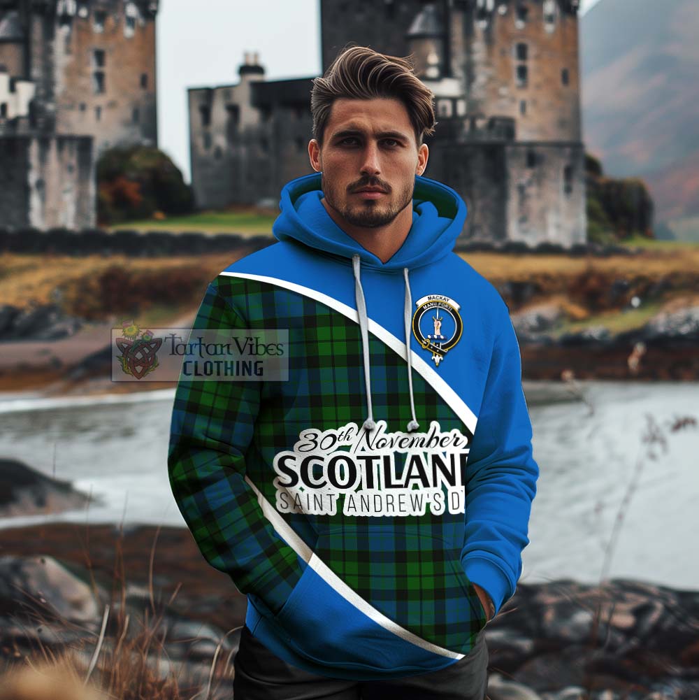 Tartan Vibes Clothing MacKay (McKay) Family Crest Tartan Cotton Hoodie Celebrate Saint Andrew's Day in Style