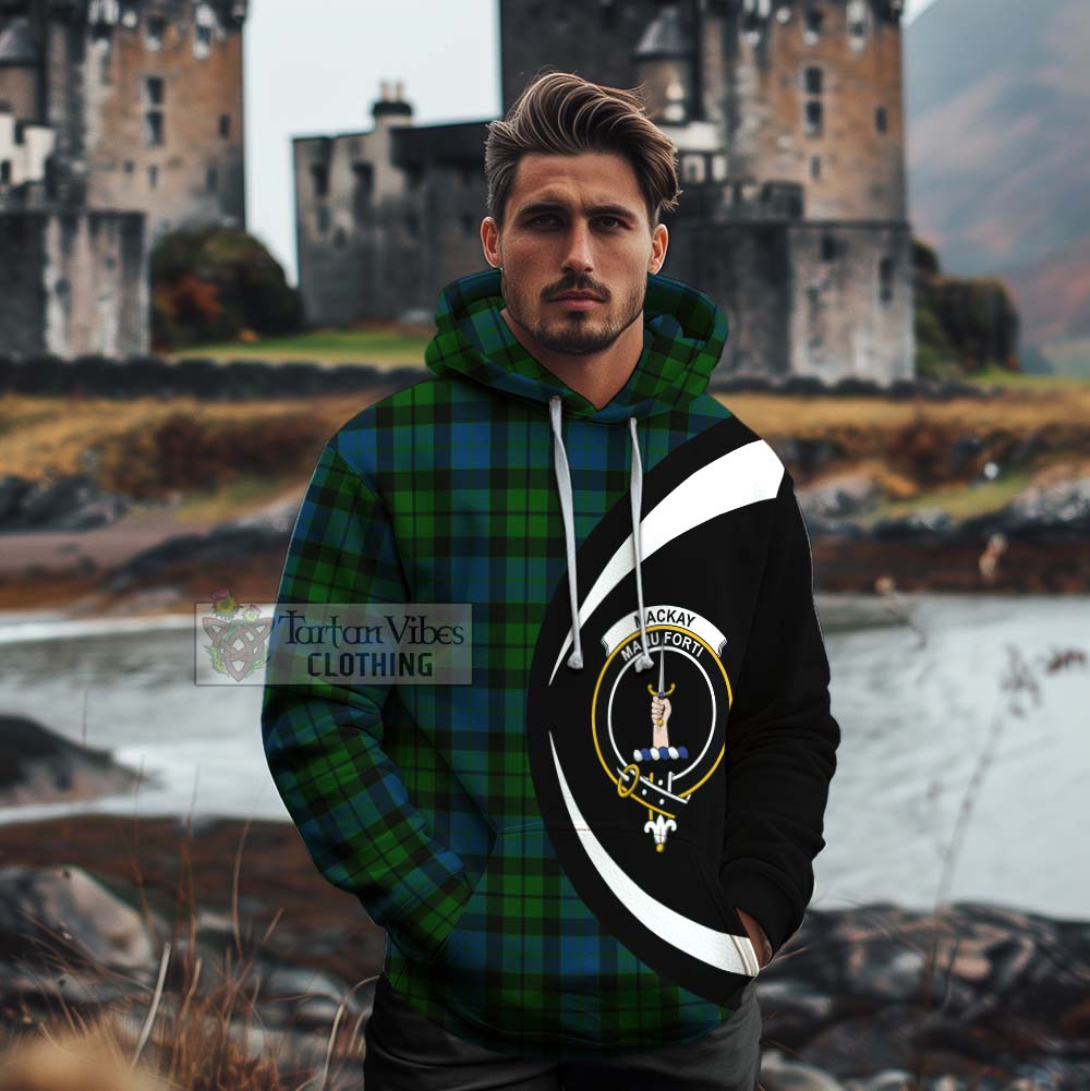 Tartan Vibes Clothing MacKay (McKay) Tartan Cotton Hoodie with Family Crest Circle Style