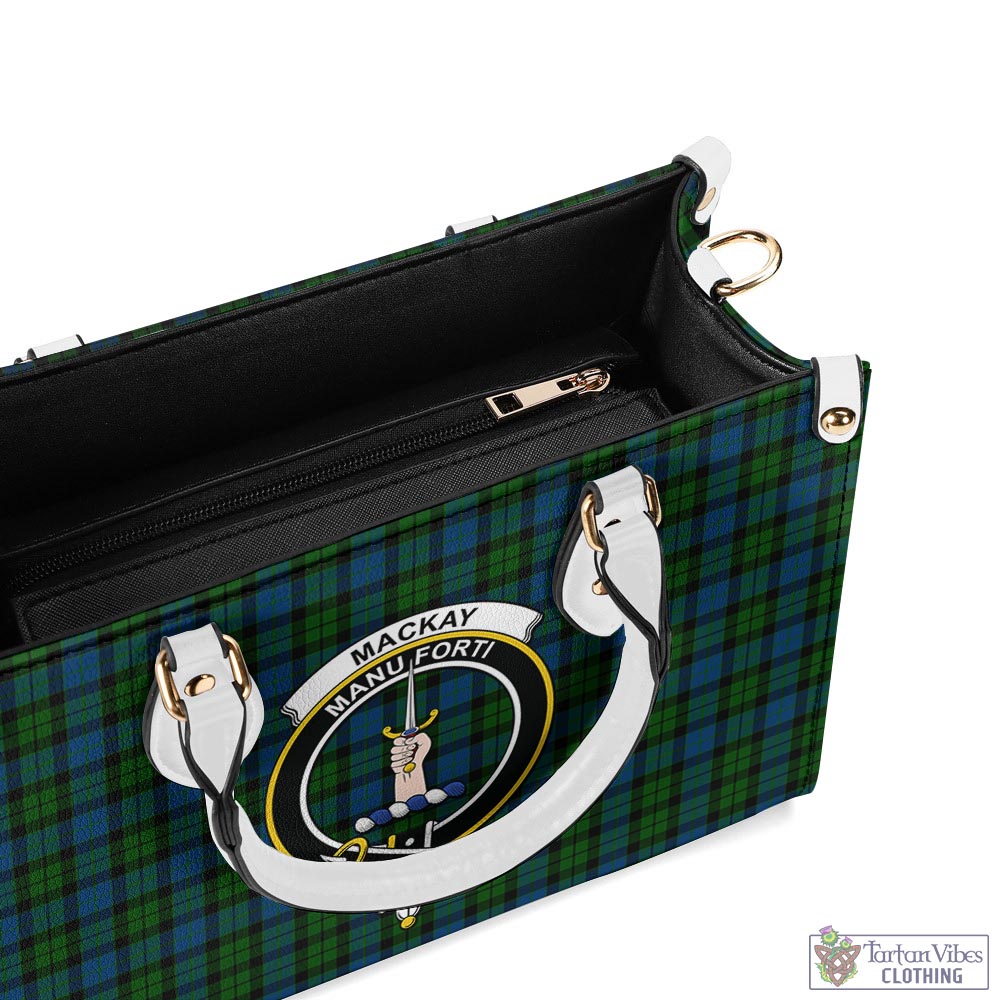 Tartan Vibes Clothing MacKay Modern Tartan Luxury Leather Handbags with Family Crest