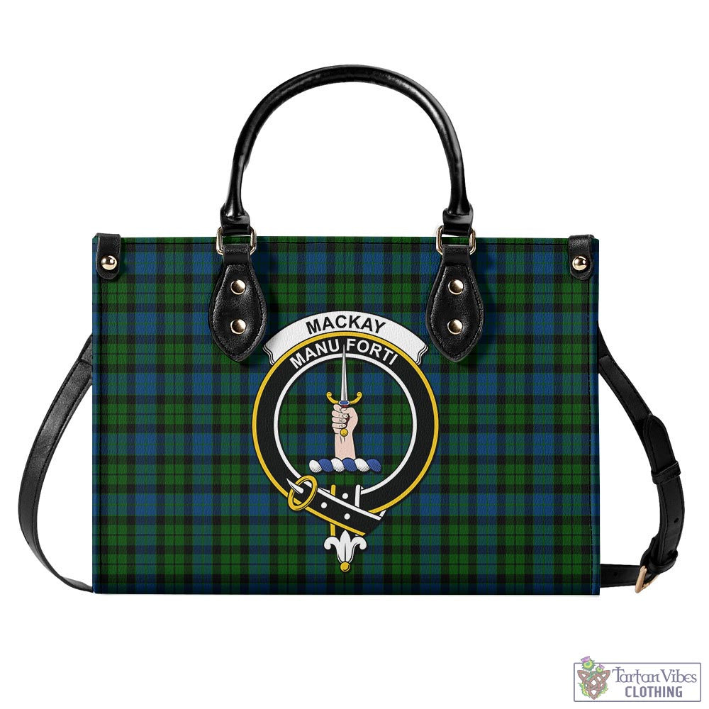 Tartan Vibes Clothing MacKay Modern Tartan Luxury Leather Handbags with Family Crest