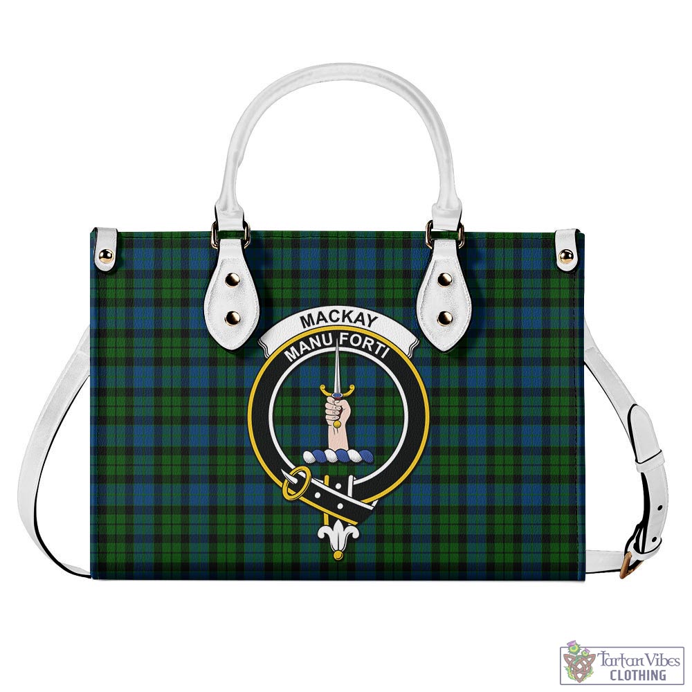 Tartan Vibes Clothing MacKay Modern Tartan Luxury Leather Handbags with Family Crest