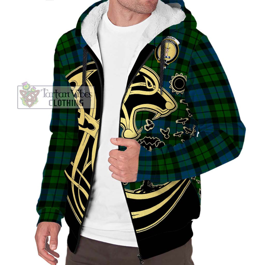 MacKay (McKay) Tartan Sherpa Hoodie with Family Crest Celtic Wolf Style Unisex S - Tartan Vibes Clothing