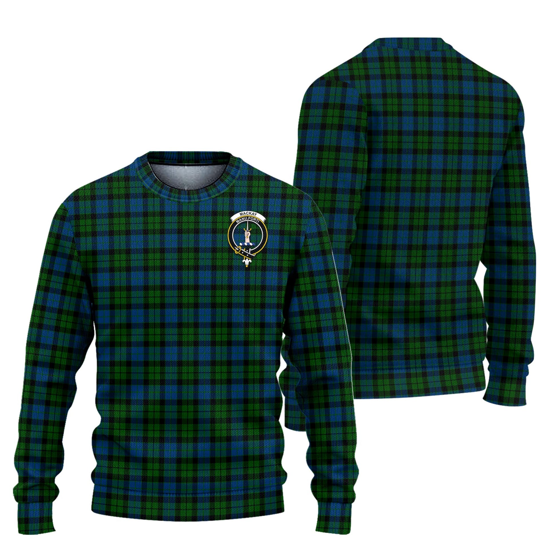 MacKay Modern Tartan Knitted Sweater with Family Crest Unisex - Tartanvibesclothing