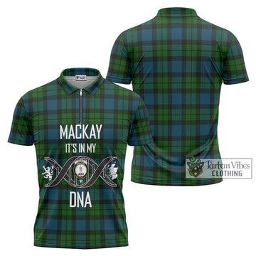 MacKay (McKay) Tartan Zipper Polo Shirt with Family Crest DNA In Me Style