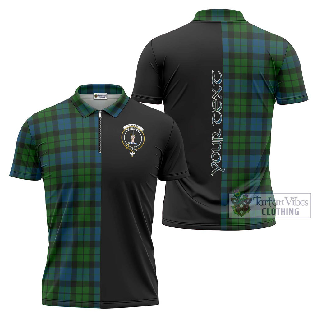 MacKay (McKay) Tartan Zipper Polo Shirt with Family Crest and Half Of Me Style Unisex - Tartanvibesclothing Shop