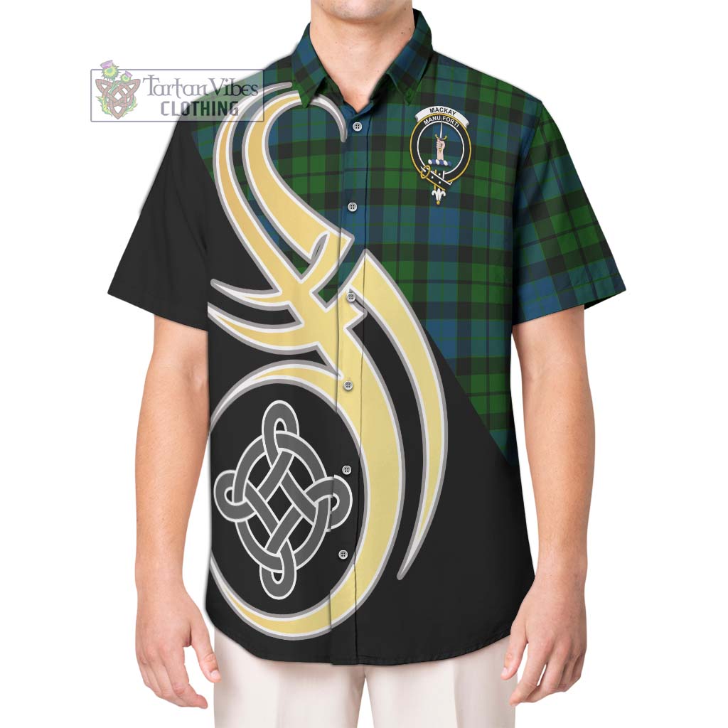 MacKay (McKay) Tartan Short Sleeve Button Shirt with Family Crest and Celtic Symbol Style Kid - Tartan Vibes Clothing