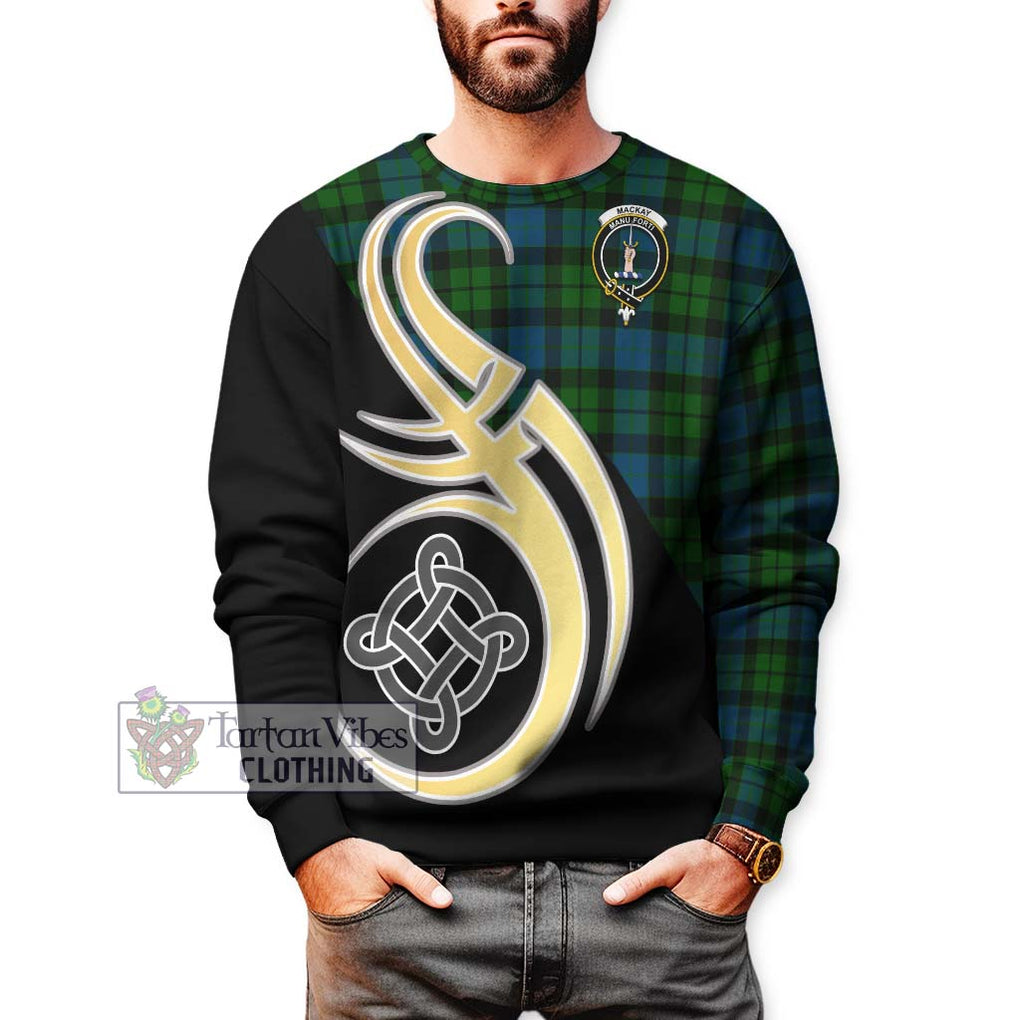 MacKay (McKay) Tartan Sweatshirt with Family Crest and Celtic Symbol Style Unisex - Tartan Vibes Clothing