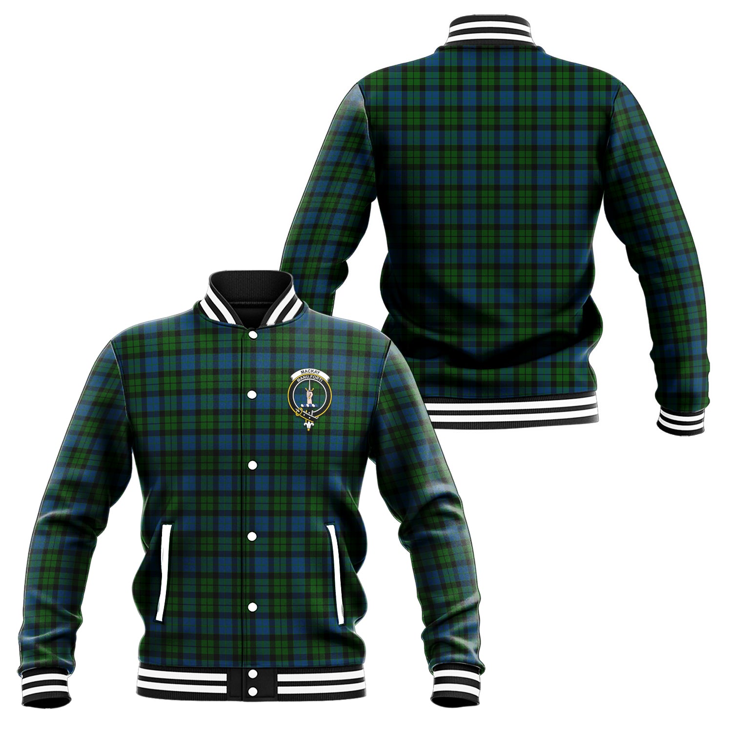 MacKay (McKay) Tartan Baseball Jacket with Family Crest Unisex - Tartan Vibes Clothing