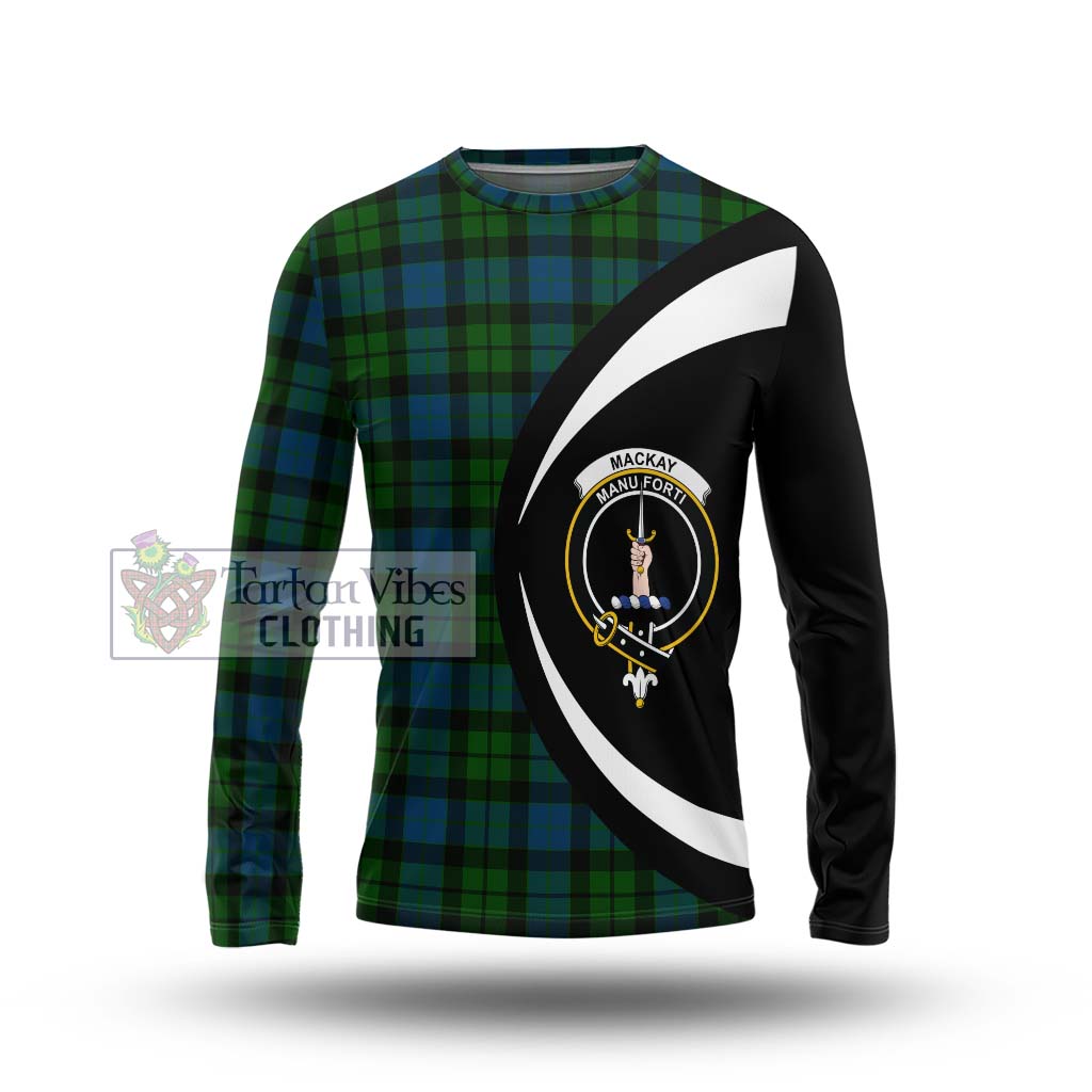 MacKay (McKay) Tartan Long Sleeve T-Shirt with Family Crest Circle Style Unisex - Tartan Vibes Clothing