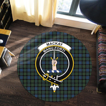 MacKay (McKay) Tartan Round Rug with Family Crest