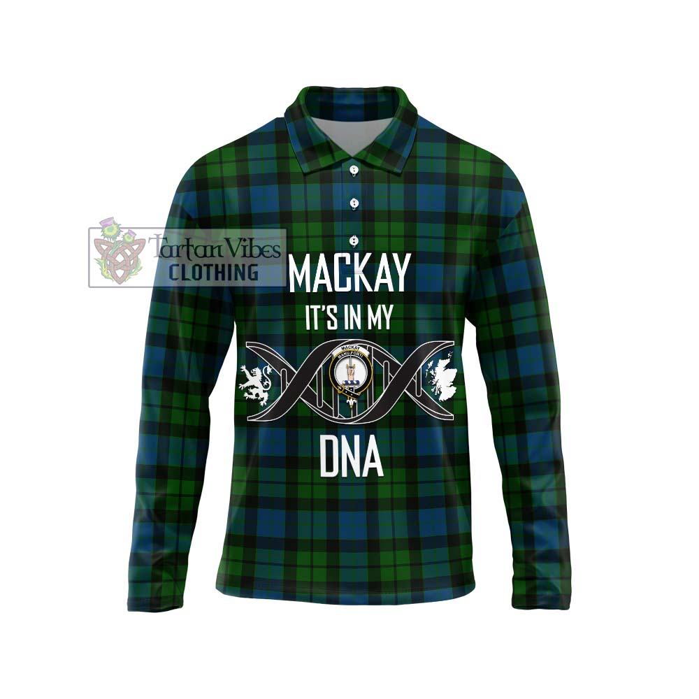 MacKay (McKay) Tartan Long Sleeve Polo Shirt with Family Crest DNA In Me Style Unisex - Tartanvibesclothing Shop