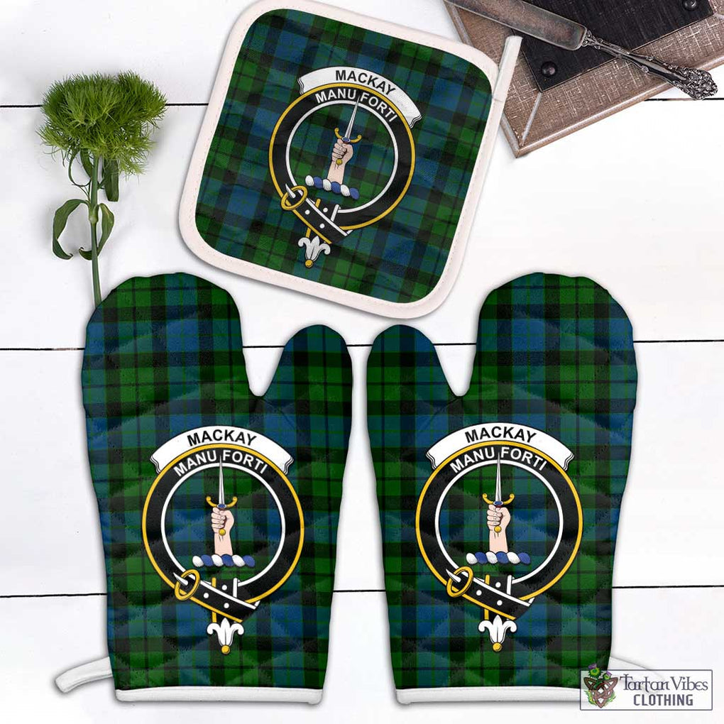 MacKay (McKay) Tartan Combo Oven Mitt & Pot-Holder with Family Crest Combo 1 Oven Mitt & 1 Pot-Holder White - Tartan Vibes Clothing