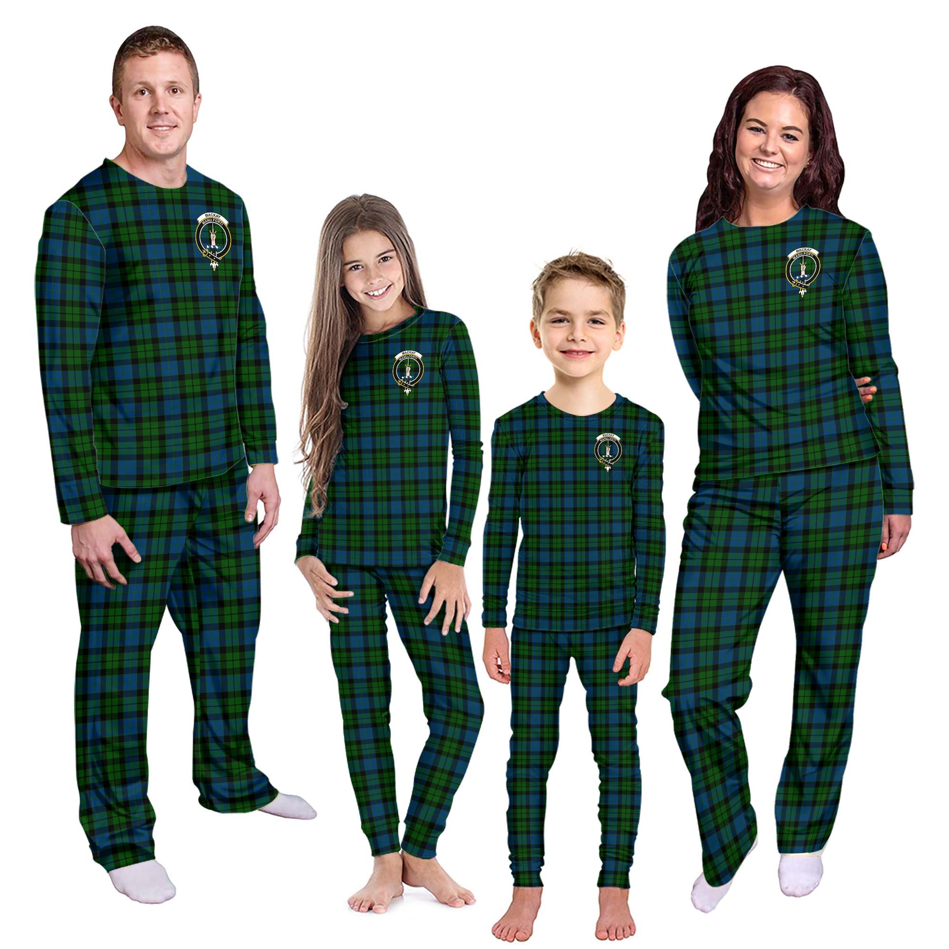 MacKay Modern Tartan Pajamas Family Set with Family Crest - Tartanvibesclothing