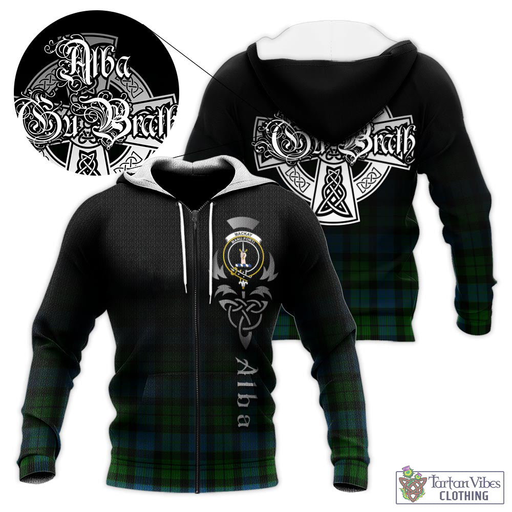 Tartan Vibes Clothing MacKay Modern Tartan Knitted Hoodie Featuring Alba Gu Brath Family Crest Celtic Inspired