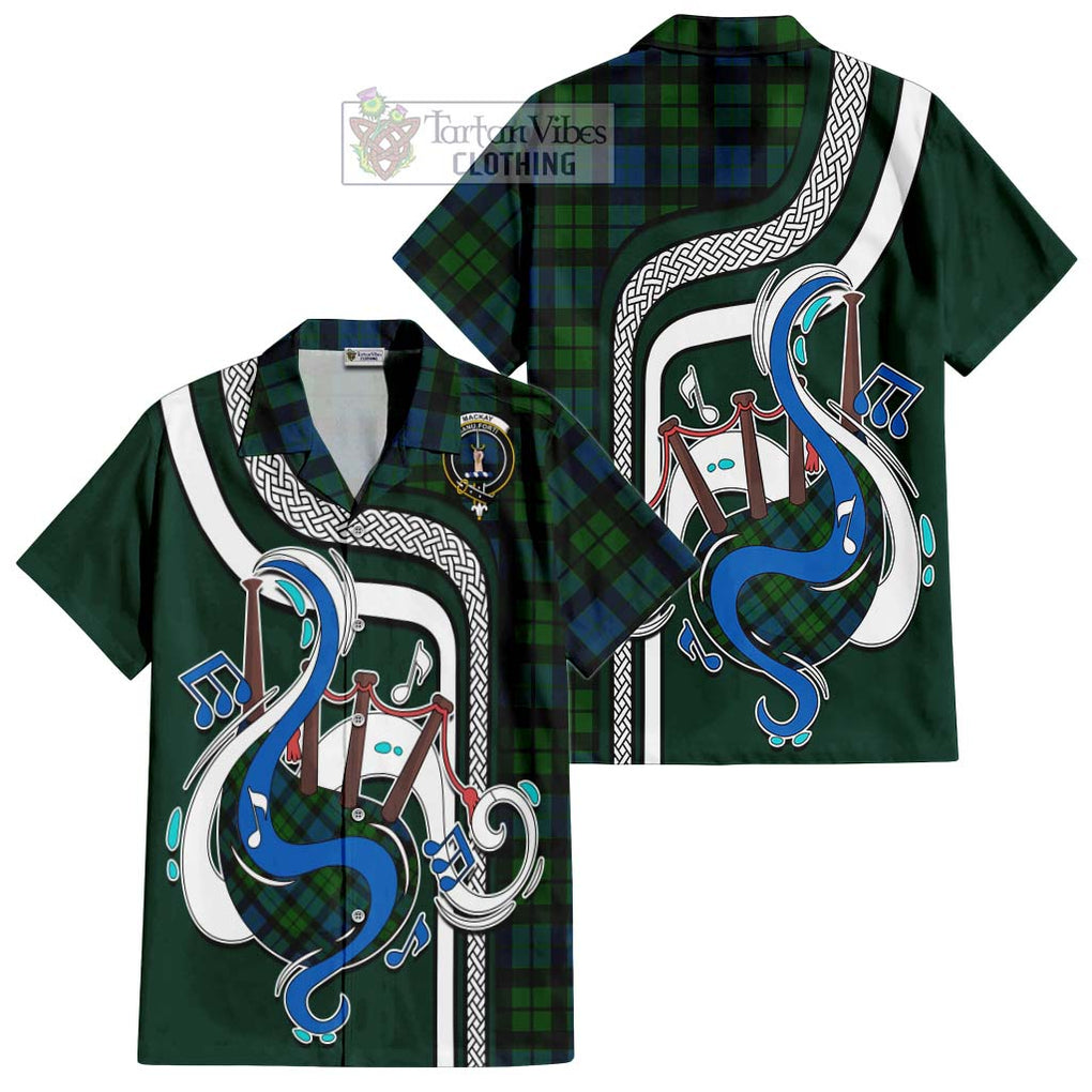 MacKay (McKay) Tartan Short Sleeve Button Shirt with Epic Bagpipe Style Kid - Tartanvibesclothing Shop