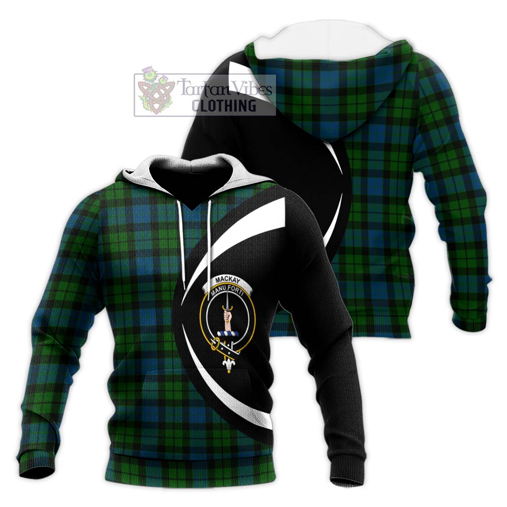 MacKay (McKay) Tartan Knitted Hoodie with Family Crest Circle Style Unisex Knitted Pullover Hoodie - Tartan Vibes Clothing