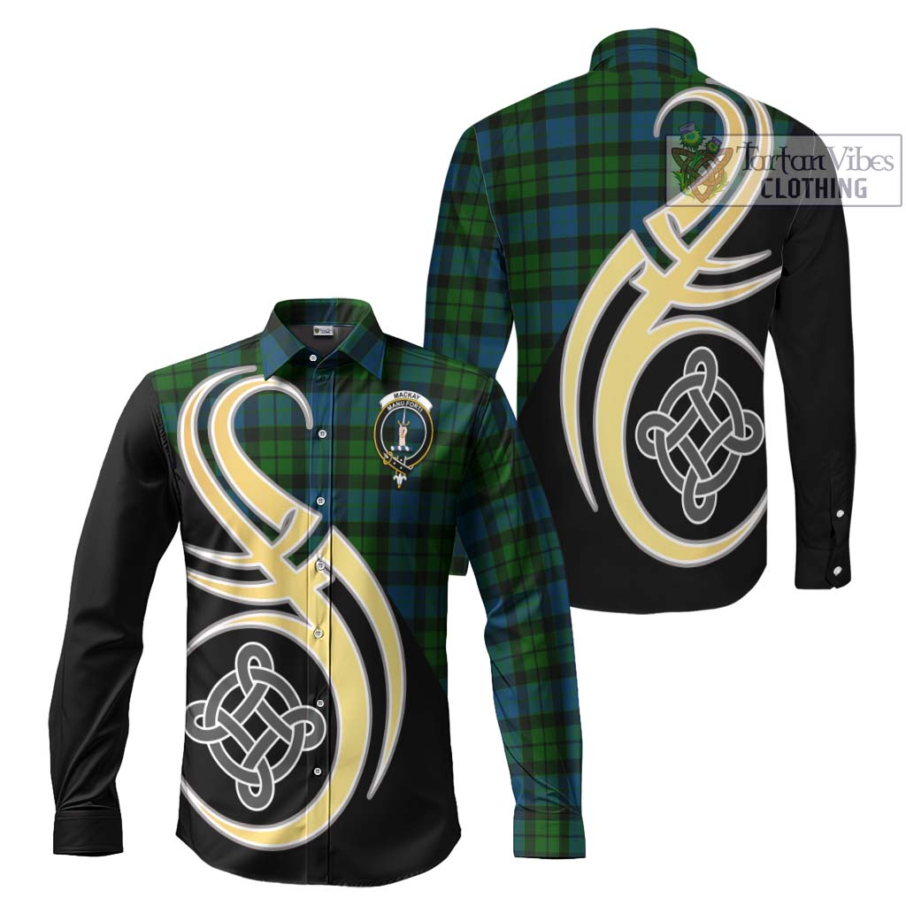 MacKay (McKay) Tartan Long Sleeve Button Shirt with Family Crest and Celtic Symbol Style Men's Shirt S - Tartan Vibes Clothing