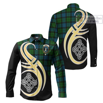 MacKay (McKay) Tartan Long Sleeve Button Shirt with Family Crest and Celtic Symbol Style