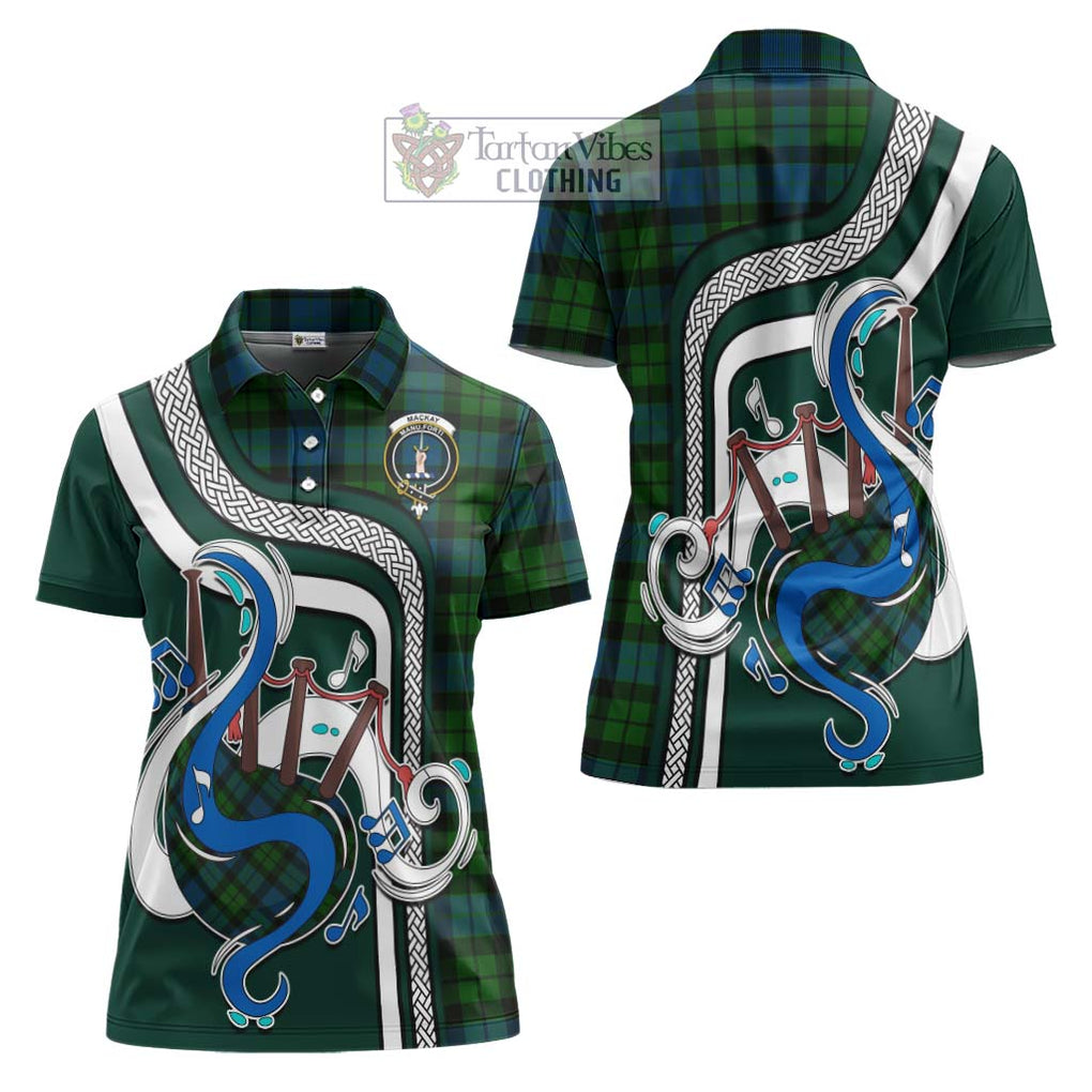 MacKay (McKay) Tartan Women's Polo Shirt with Epic Bagpipe Style Women - Tartanvibesclothing Shop