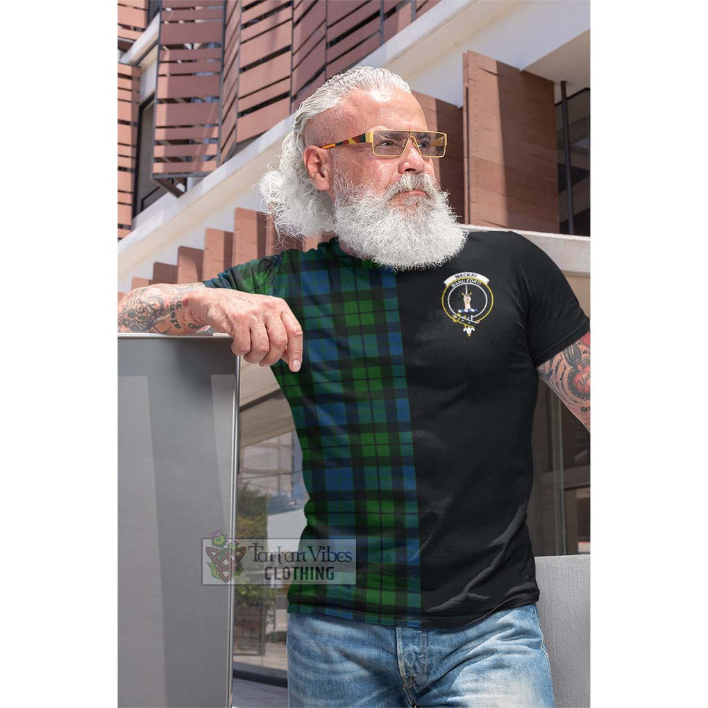 Tartan Vibes Clothing MacKay Modern Tartan Cotton T-shirt with Family Crest and Half Of Me Style