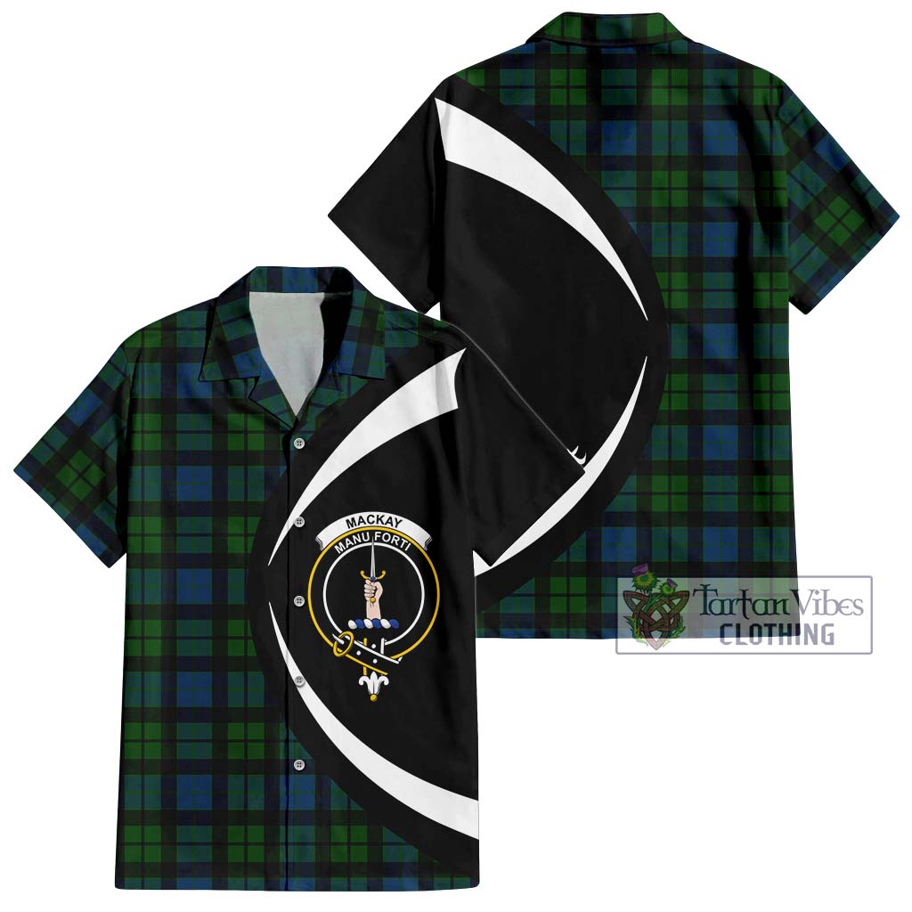 MacKay (McKay) Tartan Short Sleeve Button Up with Family Crest Circle Style Kid - Tartan Vibes Clothing