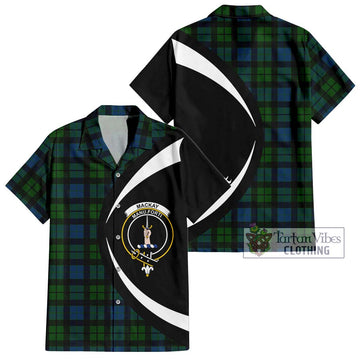 MacKay (McKay) Tartan Short Sleeve Button Up with Family Crest Circle Style