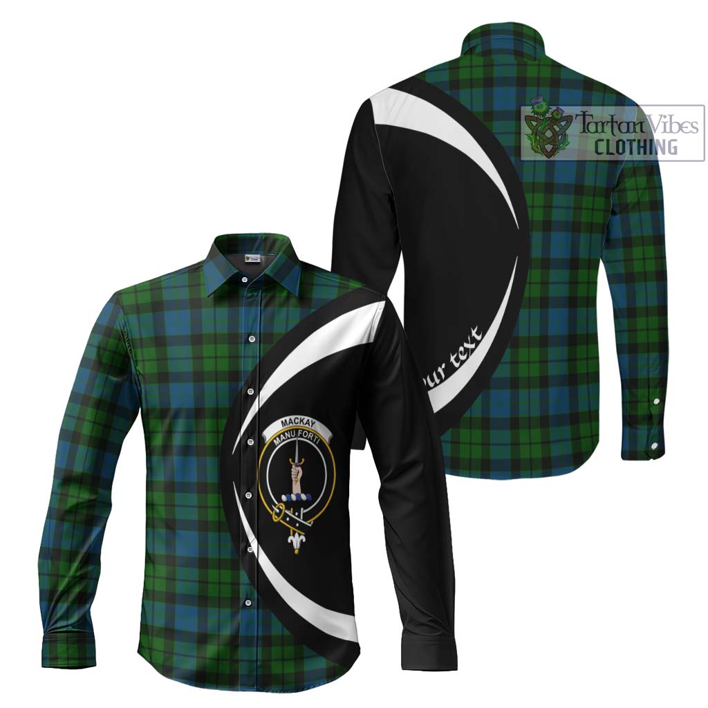 MacKay (McKay) Tartan Long Sleeve Button Up with Family Crest Circle Style Men's Shirt S - Tartan Vibes Clothing