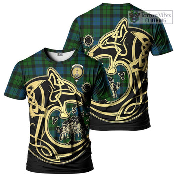 MacKay (McKay) Tartan T-Shirt with Family Crest Celtic Wolf Style