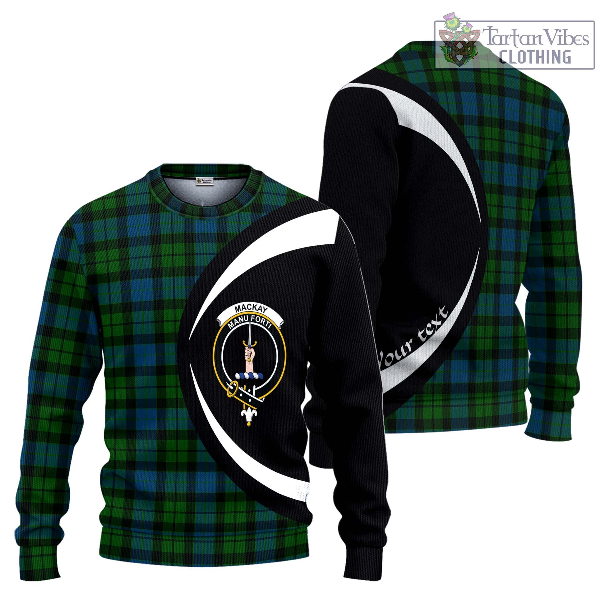 MacKay (McKay) Tartan Knitted Sweater with Family Crest Circle Style Unisex - Tartan Vibes Clothing