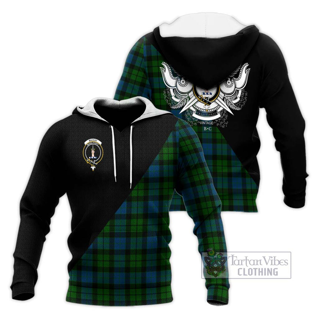 MacKay (McKay) Tartan Knitted Hoodie with Family Crest and Military Logo Style Unisex Knitted Pullover Hoodie - Tartanvibesclothing Shop