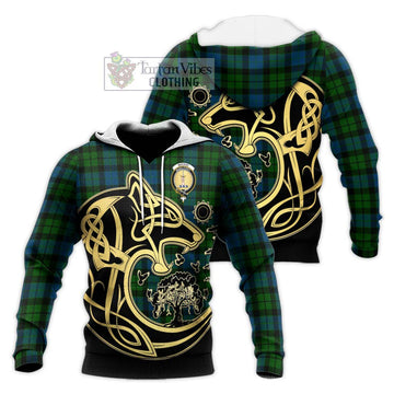 MacKay (McKay) Tartan Knitted Hoodie with Family Crest Celtic Wolf Style