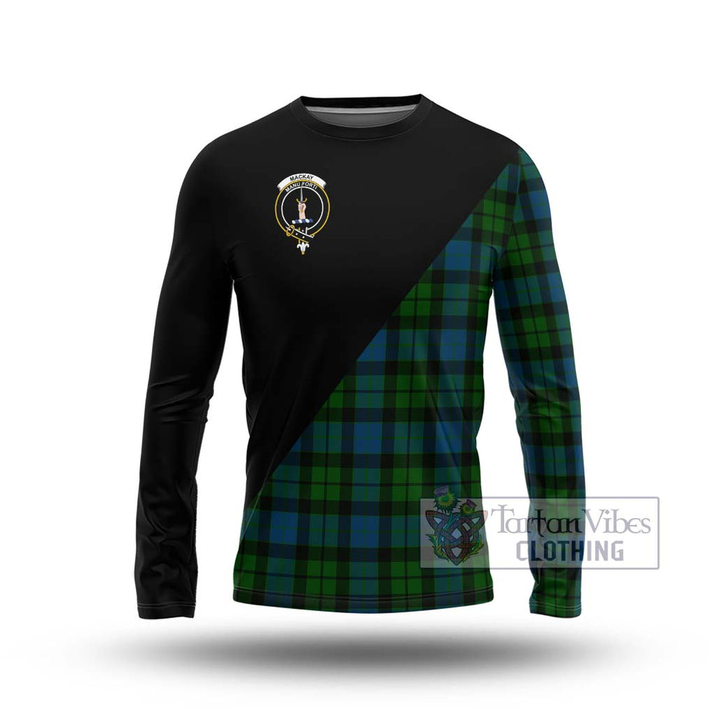 MacKay (McKay) Tartan Long Sleeve T-Shirt with Family Crest and Military Logo Style Unisex - Tartanvibesclothing Shop