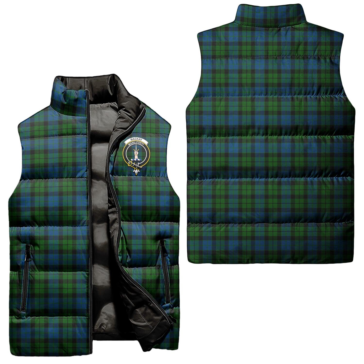 MacKay Modern Tartan Sleeveless Puffer Jacket with Family Crest Unisex - Tartanvibesclothing