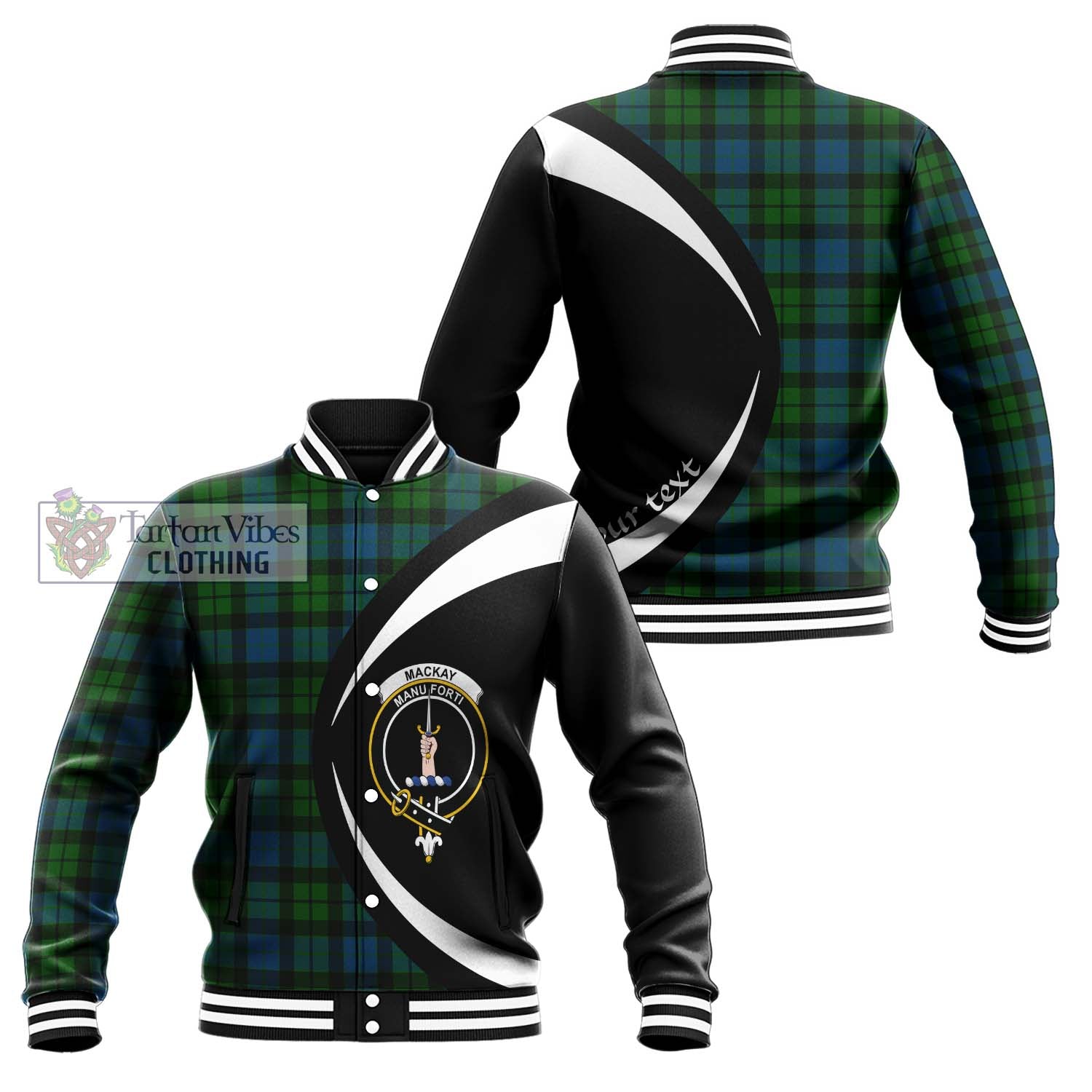 MacKay (McKay) Tartan Baseball Jacket with Family Crest Circle Style Unisex - Tartan Vibes Clothing