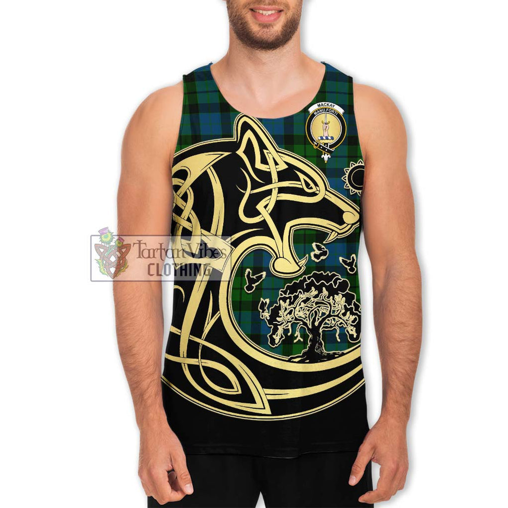 MacKay (McKay) Tartan Men's Tank Top with Family Crest Celtic Wolf Style Men - Tartan Vibes Clothing