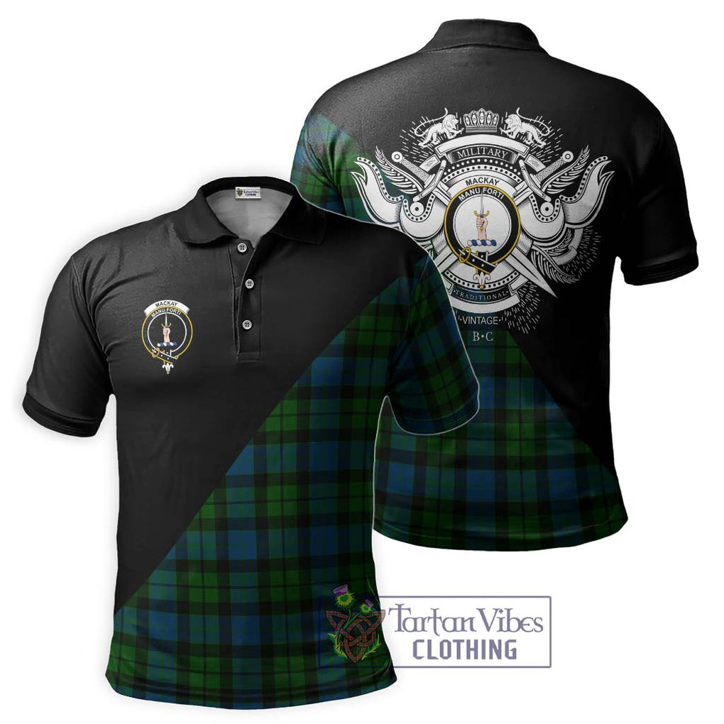 MacKay (McKay) Tartan Polo Shirt with Family Crest and Military Logo Style Kid - Tartanvibesclothing Shop