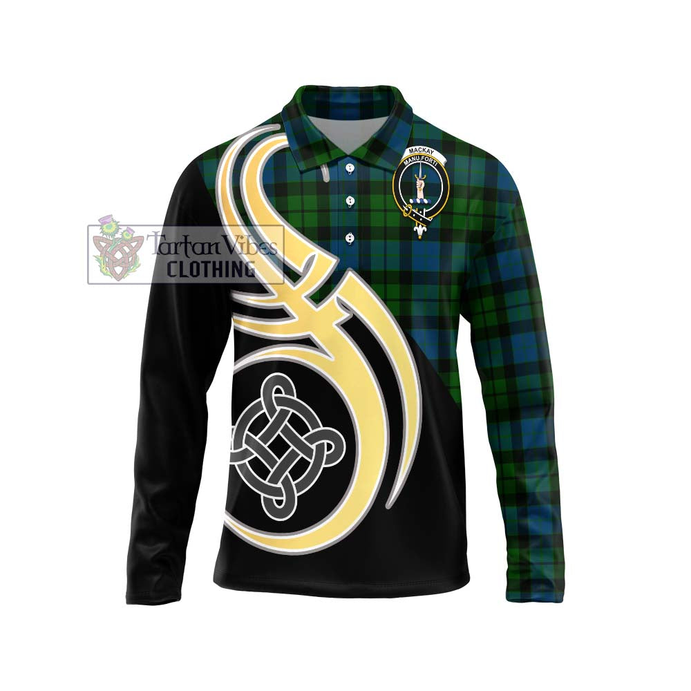 MacKay (McKay) Tartan Long Sleeve Polo Shirt with Family Crest and Celtic Symbol Style Unisex - Tartan Vibes Clothing