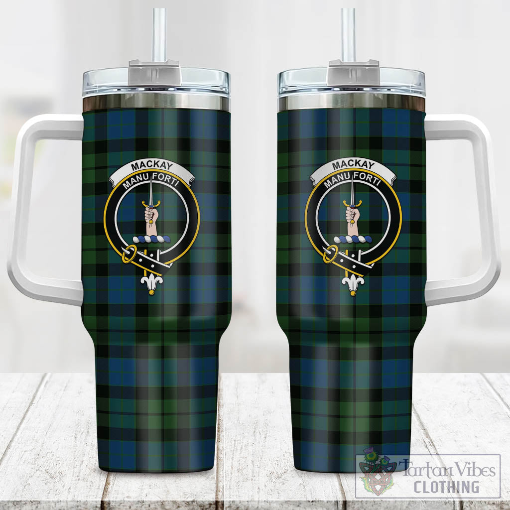 Tartan Vibes Clothing MacKay Modern Tartan and Family Crest Tumbler with Handle