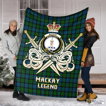 MacKay (McKay) Tartan Blanket with Clan Crest and the Golden Sword of Courageous Legacy