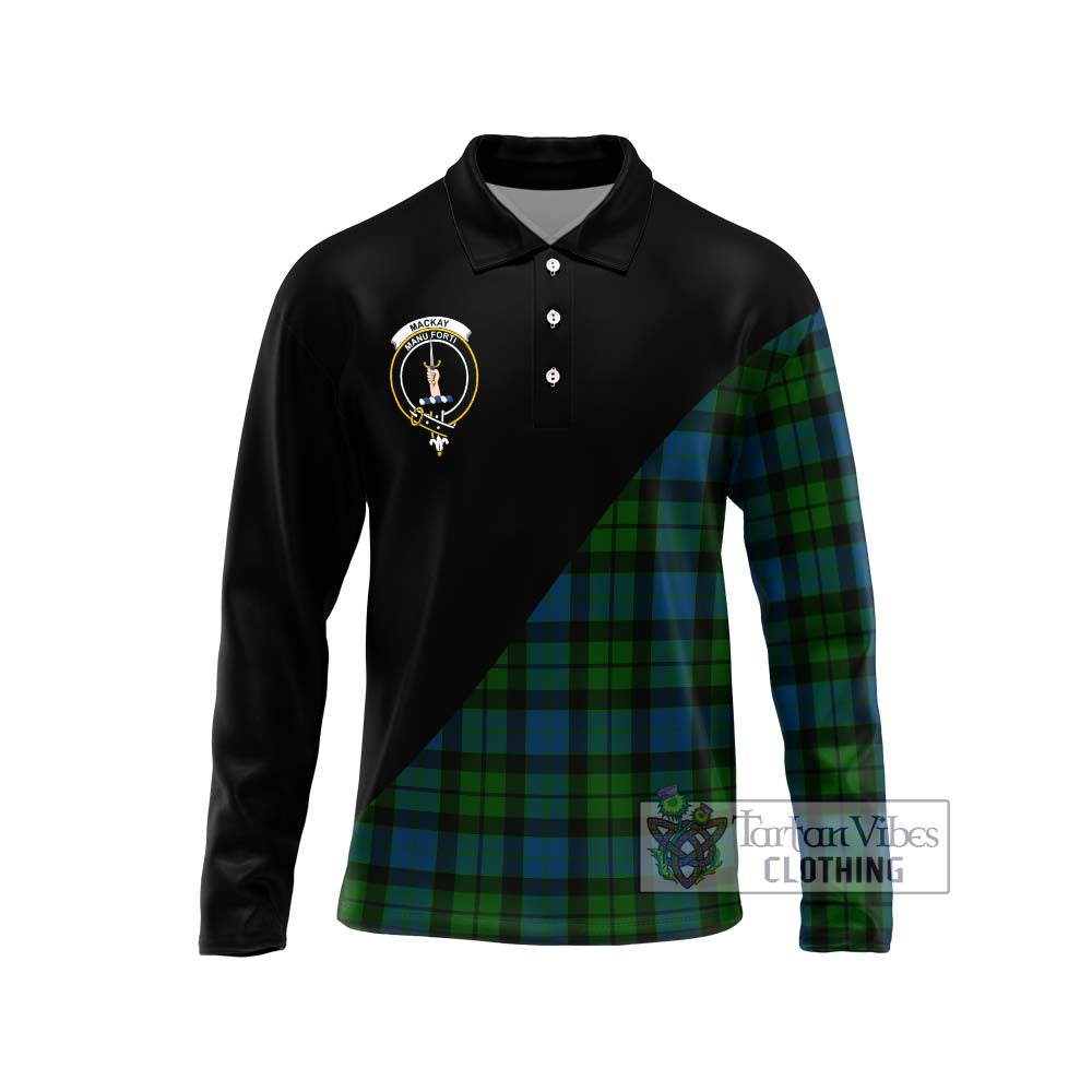 MacKay (McKay) Tartan Long Sleeve Polo Shirt with Family Crest and Military Logo Style Unisex - Tartanvibesclothing Shop