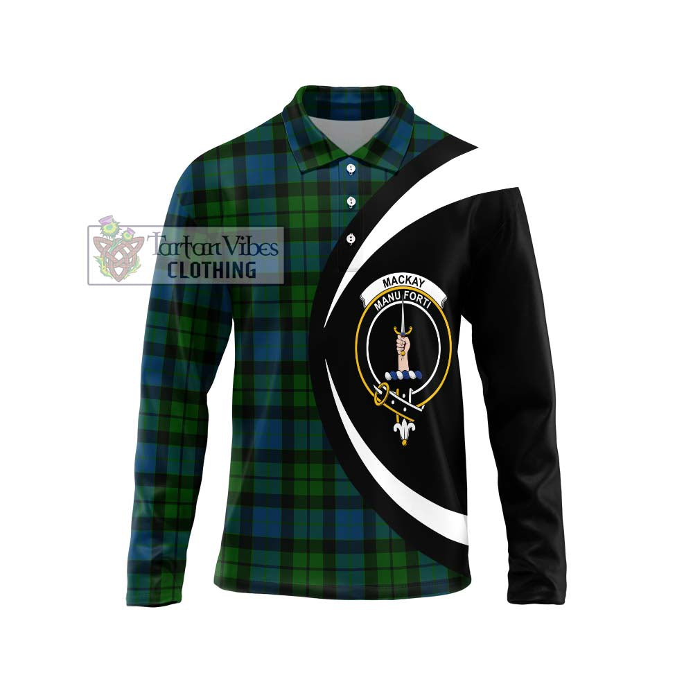 MacKay (McKay) Tartan Long Sleeve Polo Shirt with Family Crest Circle Style Unisex - Tartan Vibes Clothing