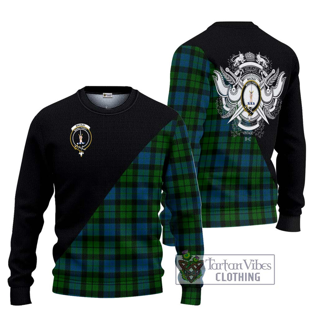 MacKay (McKay) Tartan Knitted Sweater with Family Crest and Military Logo Style Unisex - Tartanvibesclothing Shop