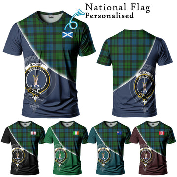 MacKay (McKay) Tartan T-Shirt with Personalised National Flag and Family Crest Half Style