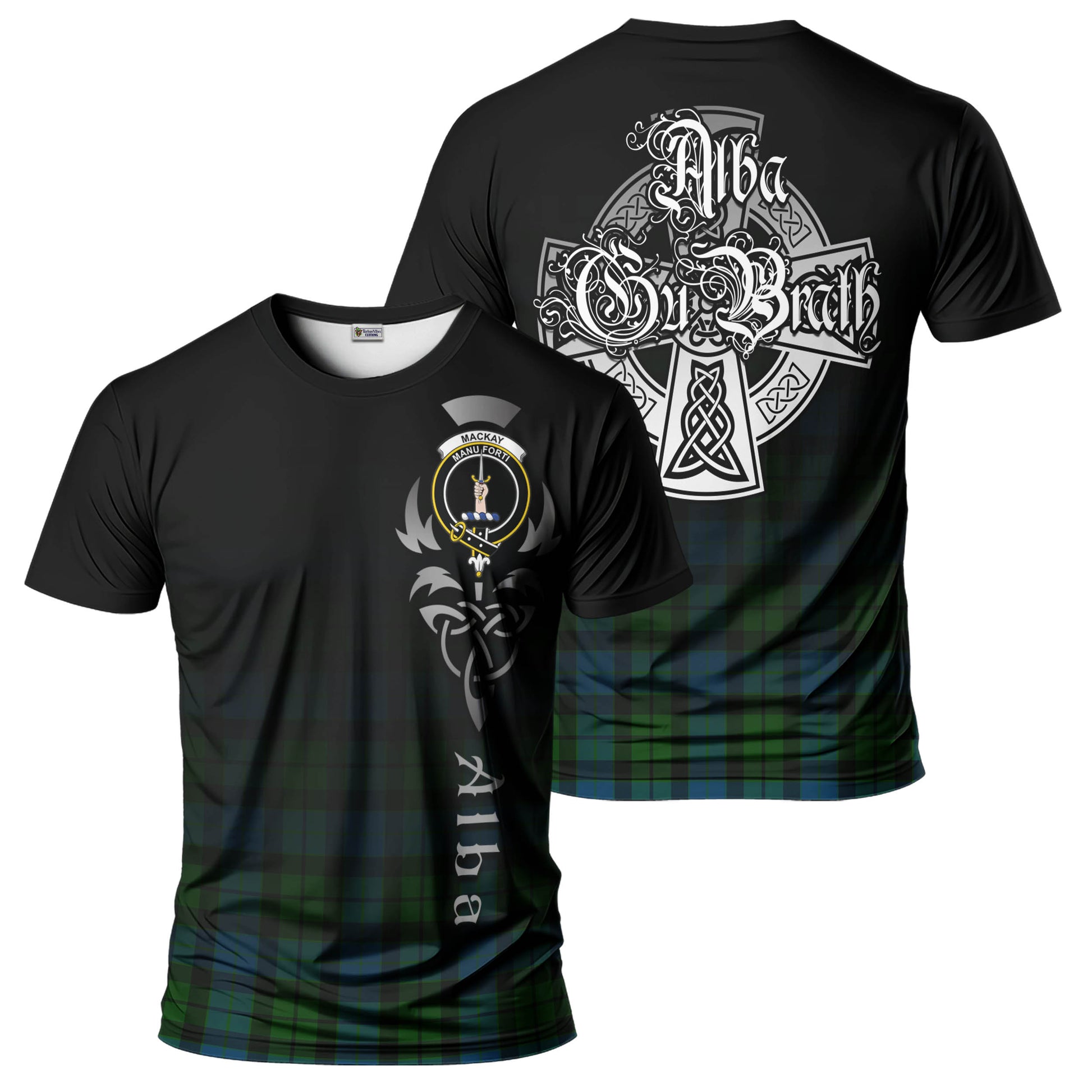 Tartan Vibes Clothing MacKay Modern Tartan T-Shirt Featuring Alba Gu Brath Family Crest Celtic Inspired